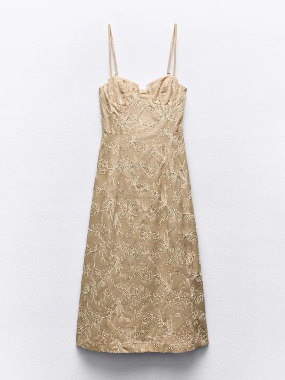 Zara Floral Embroidered Midi Dress